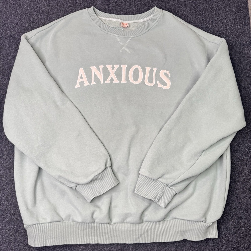 See The Way I See Anxious Crewneck Sweatshirt Mint Embroidered Women's 3XL